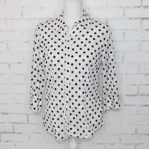 Karen Scott Polka Dot Button Up Top